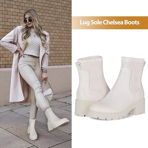 Women's Chelsea Ankle Boots Booties (White) - Picture 5 of 8